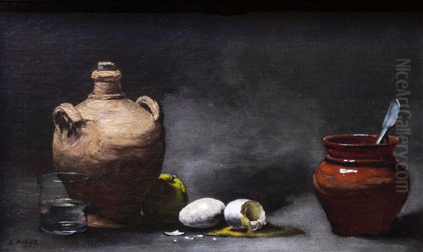 Nature morte aux oeufs Oil Painting by Augustin Theodule Ribot