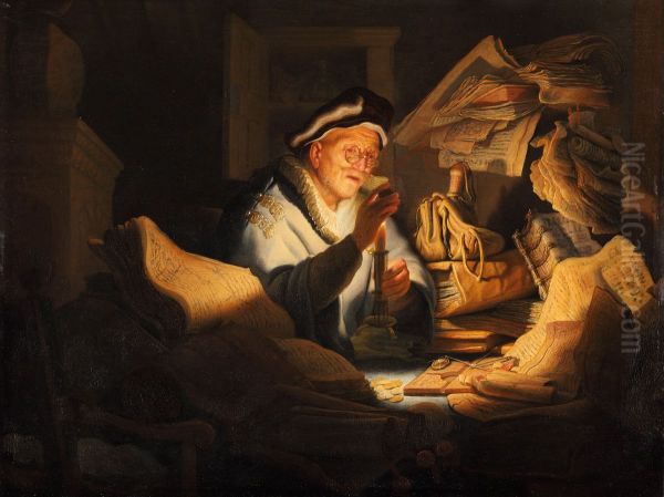 The Money Changer Oil Painting by Rembrandt