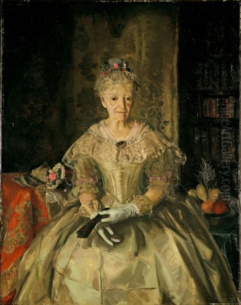 Mrs. T. in Cream Silk, No.1 Oil Painting by George Bellows