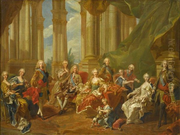 Philippe V, roi d'Espagne et sa famille en 1738 Oil Painting by Louis-Michel Van Loo