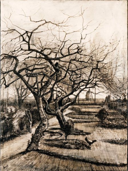 The Parsonage Garden at Nuenen in Winter Oil Painting by Vincent Van Gogh