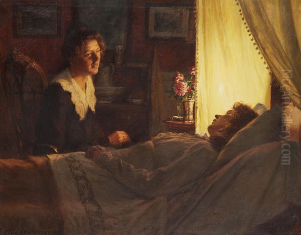 Visiting the patient. Oil Painting by Cilius Andersen