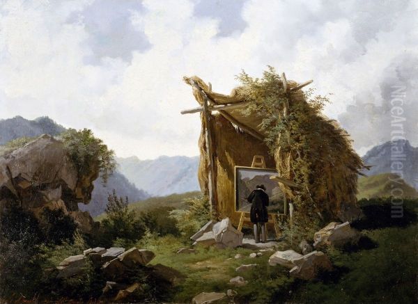 Artisti in campagna Oil Painting by Carlo Ademollo