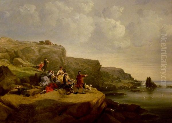 Falaise de Quiberon Oil Painting by Jules Achille Noel