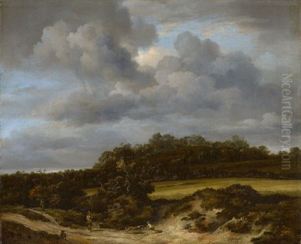 Landscape with cornfields and a view of the sea Oil Painting by Jacob Van Ruisdael