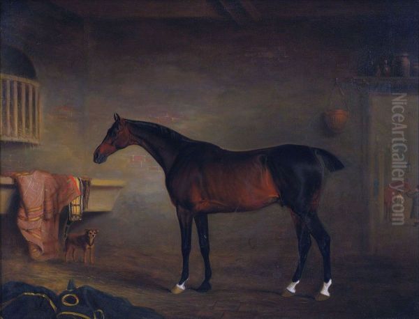 The Bay Easton in his Stable Oil Painting by John Ferneley