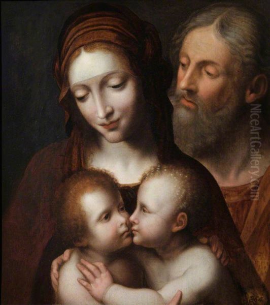 The Holy Family with the Infant Saint John Oil Painting by Bernardino Luini