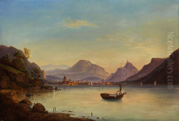 Lake Como Oil Painting by Johann Anton Castell