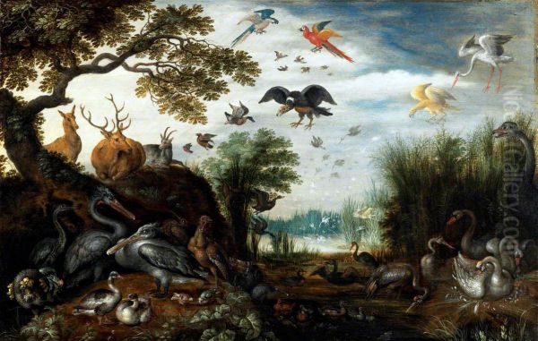 Dodo in a Landscape with Animals Oil Painting by Roelant Savery