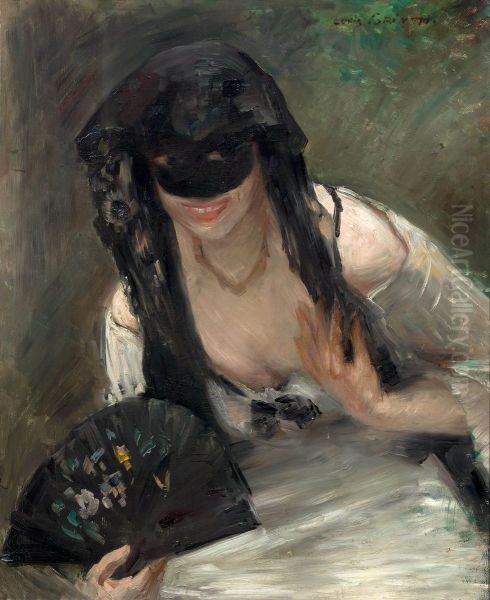 Mask in a white dress Oil Painting by Lovis Corinth