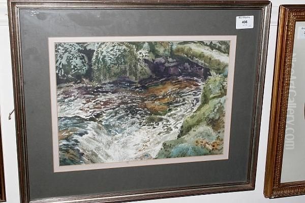 Becky Falls, And Another, A Devonshire Scene Oil Painting by William John Caparne