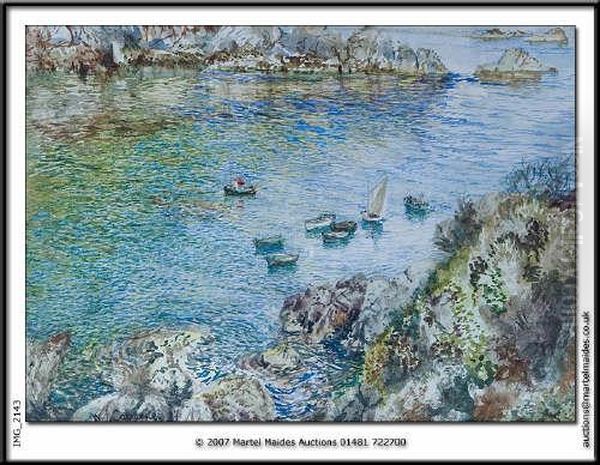 Saint's Bay, Guernsey Watercolour,signed 10 X 12in Oil Painting by William John Caparne