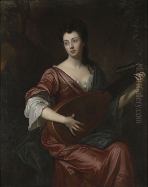 Mrs Arabella Hunt (1662-1705), Playing a Lute Oil Painting by Godfrey Kneller