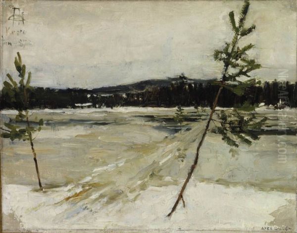 Vintervag pa is Oil Painting by Akseli Gallen-Kallela