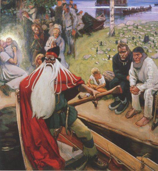 The Departure of Vainamoinen Oil Painting by Akseli Gallen-Kallela