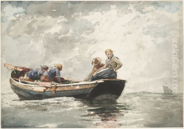 Fisher Folk in Dory Oil Painting by Winslow Homer