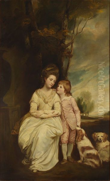 Anne Keppel, Countess of Albemarle (c.1743-1824), and Her Son William Charles (later 4th Earl of Albemarle) (1772-1849) (copy of George Romney) Oil Painting by Constance Pitcairn