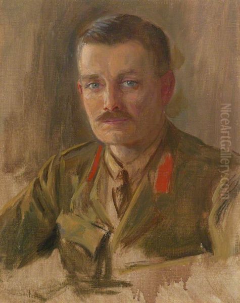 Colonel Sir Hereward Wake (1876-1963), 13th Baronet, Member of Information Department (study related to 'The Supreme War Council in Session at Versailles on 3rd July 1918') Oil Painting by Herbert Arnould Olivier