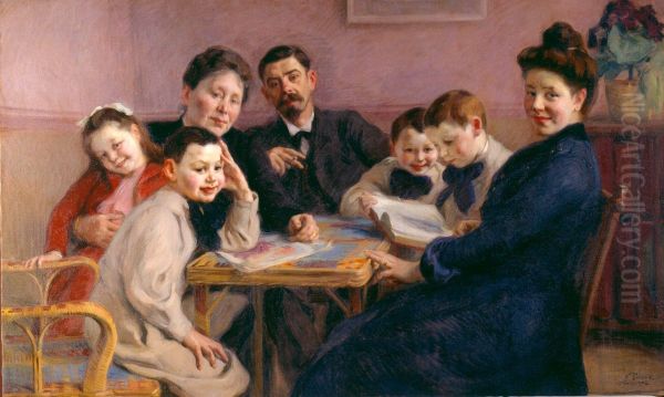 Portrait de la famille Bergeret Oil Painting by Victor Prouve