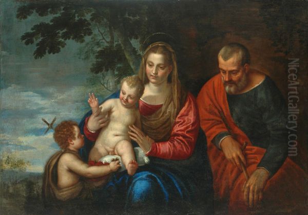 Holy Family with St. John the Baptist. Oil Painting by Benedetto Caliari