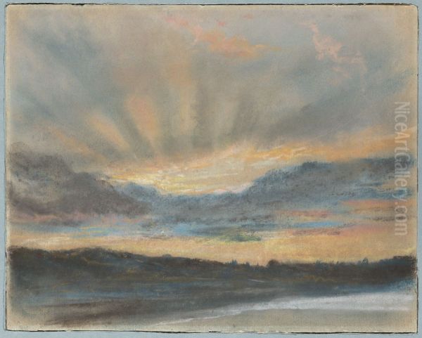 Sunset Oil Painting by Eugene Delacroix