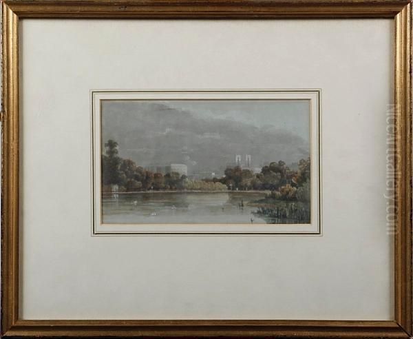 From Ye Bridge In Kensington Gardens Oil Painting by Alfred Capel-Cure