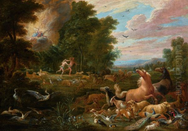 Expulsion from the Garden of Eden Oil Painting by Lambert de Hondt (I)