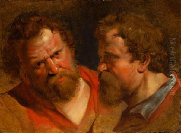 Study of two male heads Oil Painting by Jacob Jordaens