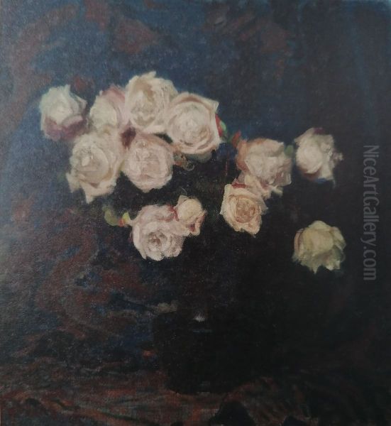 White Roses Oil Painting by Leon Wyczolkowski