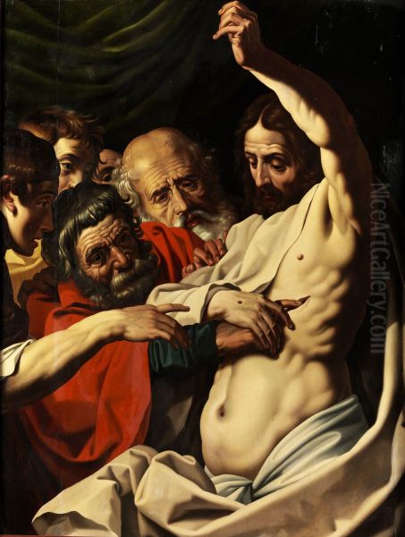 The Doubting Thomas Oil Painting by Abraham Janssens I