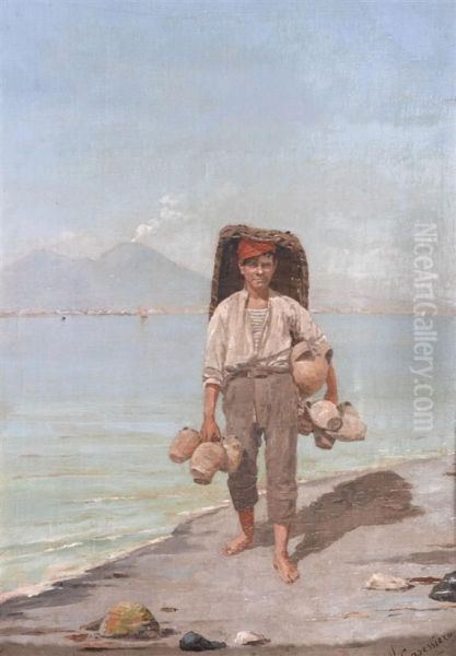 Fisherman And Fisherwoman Oil Painting by Vittorio Capessiero