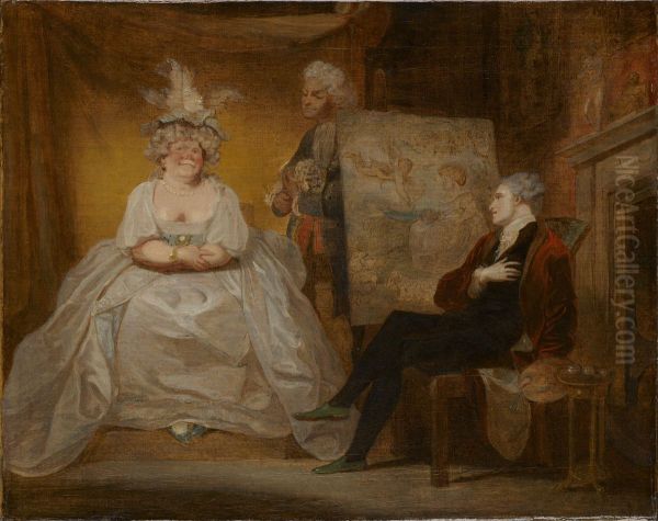 A Scene from 'Taste' a Play by Samuel Foote Oil Painting by Robert Smirke