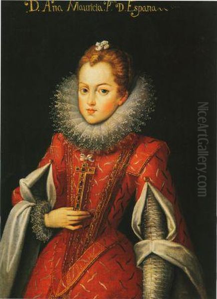 Portrait of Anne of Austria (1601-1666) Oil Painting by Juan Pantoja de la Cruz