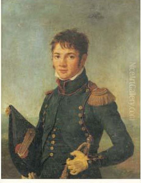 Portrait D'un Jeune Officier Sur Fond De Paysage Oil Painting by Marie-Gabrielle Capet