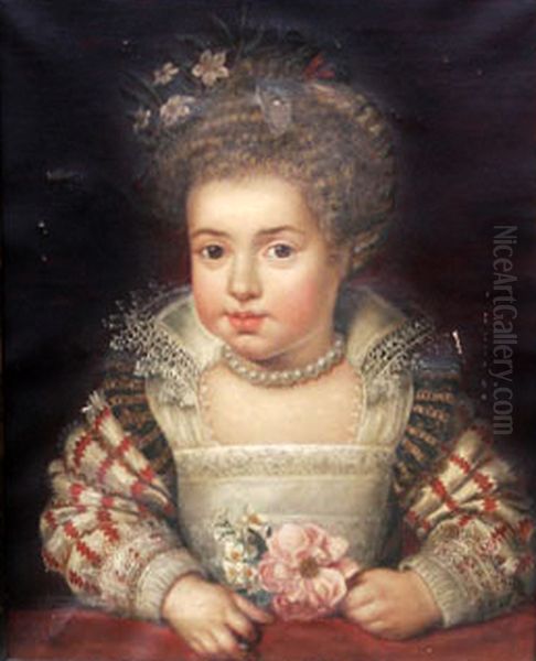 Henrietta Maria of France(1609-1669) as a child Oil Painting by Frans Pourbus the younger