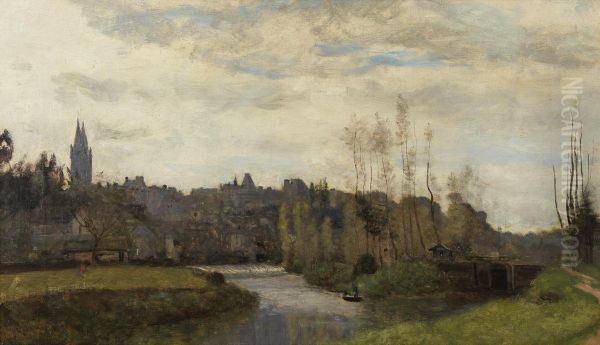 Vue de Saint-Lo Oil Painting by Jean-Baptiste Camille Corot