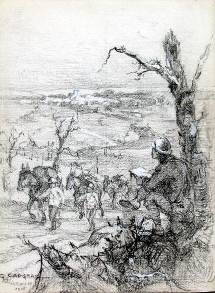 Soldaten Mit Lasttieren In Verdun Oil Painting by Georges Capgras