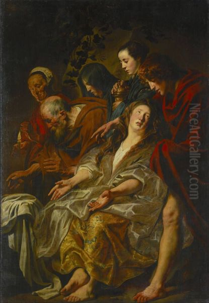 The relatives of Christ at the tomb Oil Painting by Jacob Jordaens