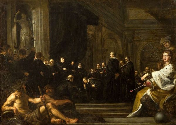 The Senators of Florence swearing Allegiance to Ferdinando II de' Medici Oil Painting by Justus Sustermans