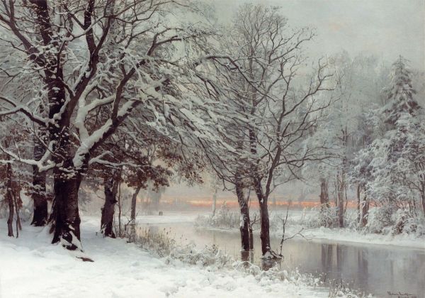 Winter evening. Oil Painting by Anders Andersen-Lundby