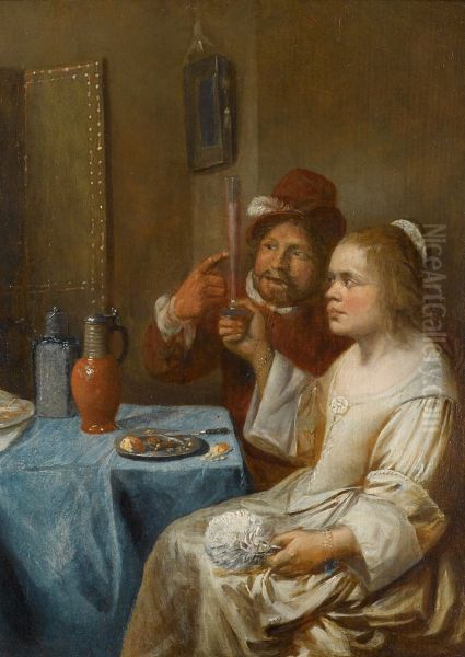 A couple drinking wine Oil Painting by Joos van Craesbeeck