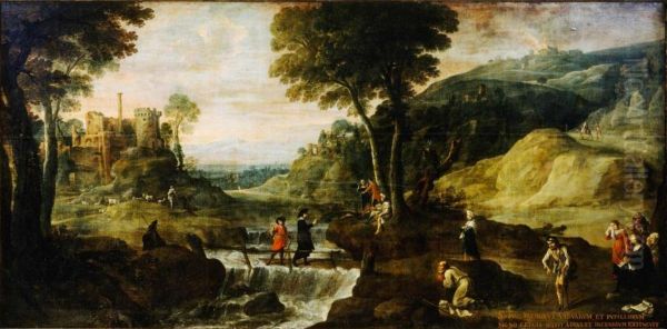 Landscape with the preaching of Saint Ivo Oil Painting by Lucas Van Uden