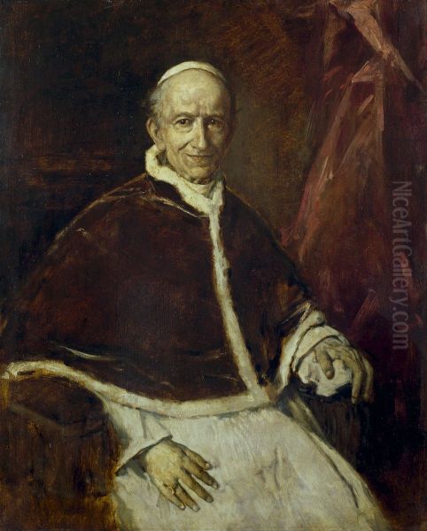 Bildnis Papst Leo XIII. Oil Painting by Franz von Lenbach