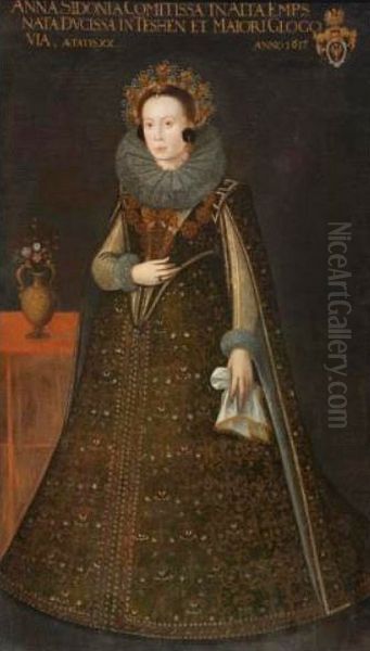 Portrait of Anna Sidonia of Cieszyn (1598-1619), Countess of Hohenems at the age of 20 Oil Painting by Museum in Policka