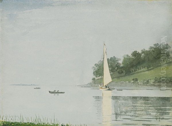 Yacht in a cove, Glocester Oil Painting by Winslow Homer