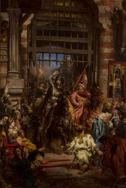 Boleslaw Chrobry ze Swietopelkiem przy Zlotej Bramie w Kijowie Oil Painting by Jan Matejko