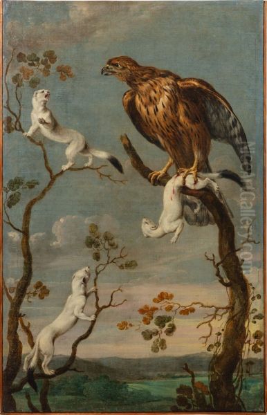 Ermines attacked by an Eagle Oil Painting by Frans Snyders