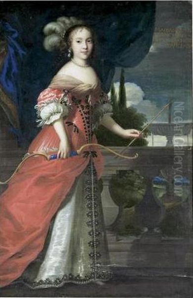 Portrait de Marie Anee Mancini en chasseresse Oil Painting by Justus van Egmont