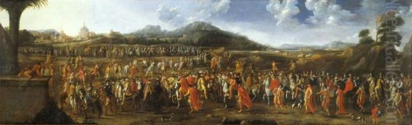 Entry of Jerzy Ossolinski into Rome in 1633. Oil Painting by Stefano della Bella