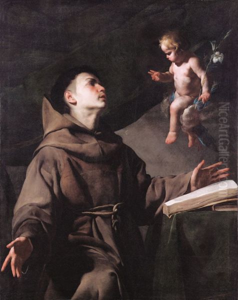 Apparition of the Child Jesus to St. Anthony of Padua Oil Painting by Massimo Stanzione